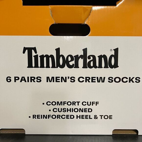 TIMBERLAND Cushioned Crew Socks 6 Pairs Reinforced Heel & Toe Comfort Cuff NWT - Picture 11 of 12